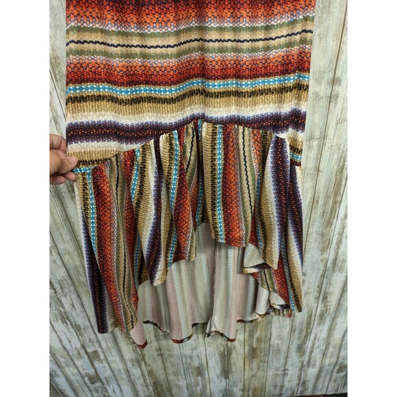Kylie Paige Strapless Hi Low Ruffle Boho Dress Multicolor Ruched Small NWT $85 - Picture 3 of 9